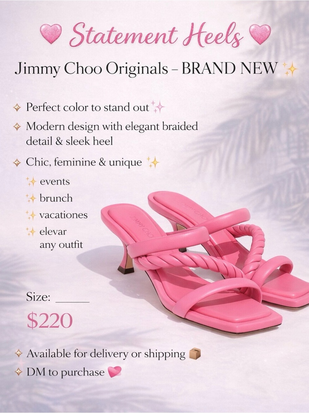 Jimmy Choo Pink Braided Strap Mule Heels